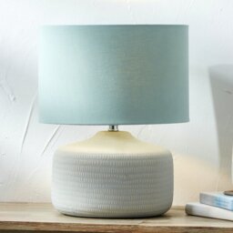Pacific Kai Textured Ceramic Table Lamp - Duck egg & Natural - thumbnail 1