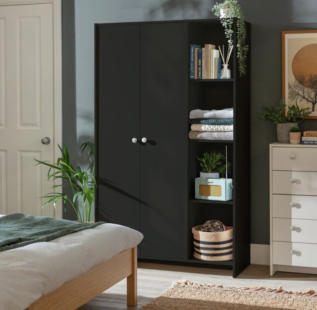 Argos Home Seville 2 Door Open Shelf Wardrobe - Anthracite - image 1