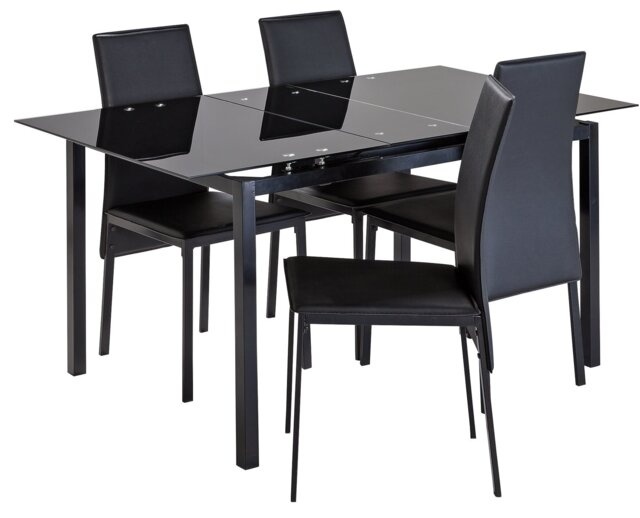 Argos Home Lido Extending Black Dining Table &4 Black Chairs - image 1