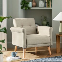 Argos Home Evie Fabric Armchair - Natural - thumbnail 1