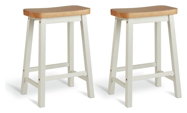 Habitat Pair of Saddle Bar Stools - Two Tone - image 1