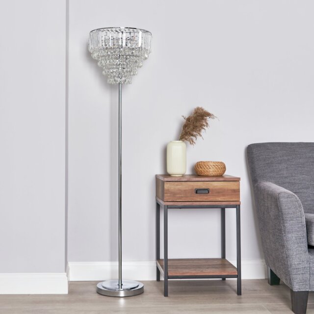 BHS Monroe 3 Light Multihead Floor Lamp - Chrome