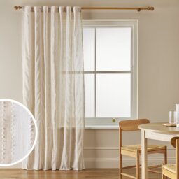 Argos Home Stripe Tab Top Sheer Voile Curtain - Neutral - 145x180cm - thumbnail 1