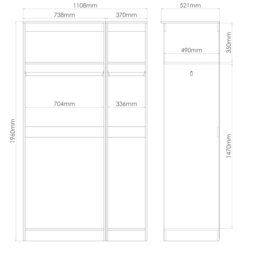 LivaraReadyAssembled Orillia 3 Door MirrorWardrobe-WhiteGrey - thumbnail 2