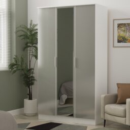 LivaraReadyAssembled Orillia 3 Door MirrorWardrobe-WhiteGrey - thumbnail 1