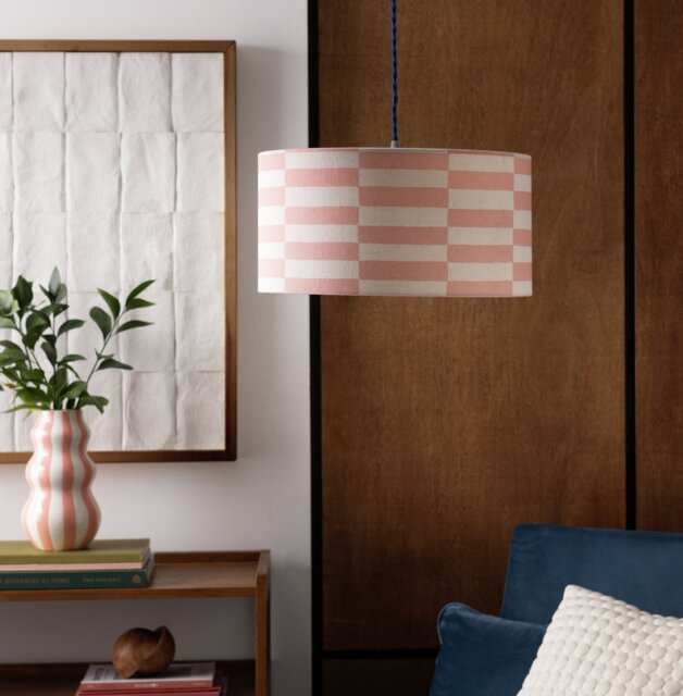 Habitat Pink Checkered Lampshade - 35cm