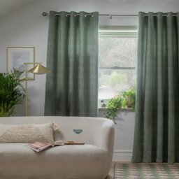 Habitat Thermal Chenille Jacquard Eyelet Curtains - Green - 168x183cm
