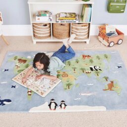 Great Little Trading Company Space Explorer Navy Blue Wool Rug - 180x120cm - thumbnail 1