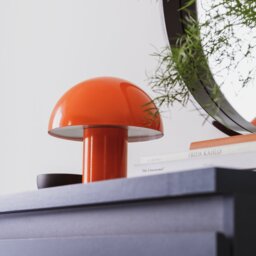 Habitat Ngami Mushroom Aluminium LED Touch Table Lamp-Orange - thumbnail 1