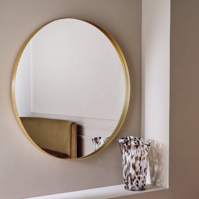 Argos Home Gold Effect Aluminium Deep Round Wall Mirror - 80cm - image 1