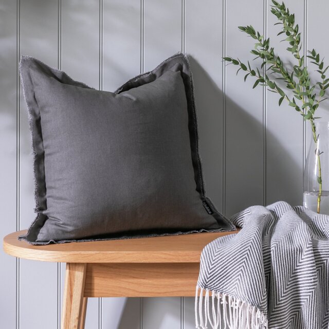 Habitat Triple Ruffle Cushion -? Charcoal - 43x43cm - image 1
