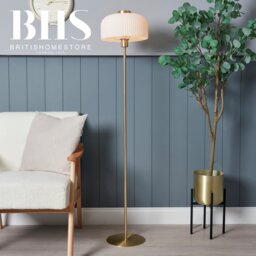 BHS Reed Metal Floor Lamp - Brass & White - thumbnail 2