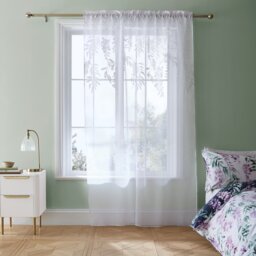 Catherine Lansfield Wisteria Voile - White - 140x137cm