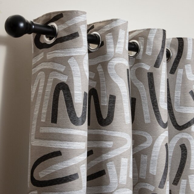 Habitat Abstract Jacquard Curtains - Natural - 168x229cm - image 1