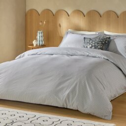 Habitat Cotton Oxford Edge Stripe Grey Bedding Set - Double