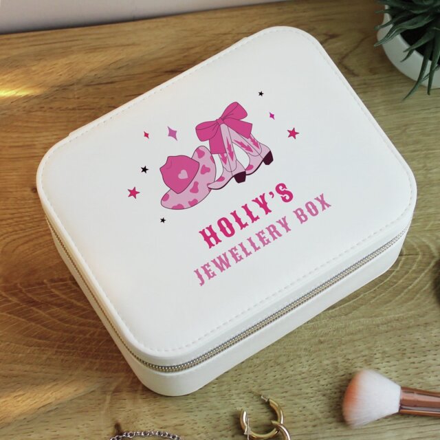 Personalised Message Cowgirl Travel Jewellery Box - image 1