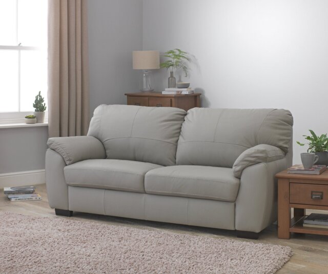 Argos Home Milano Leather 3 Seater Sofa - Light Grey - image 1