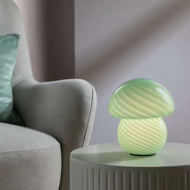 Habitat Mushroom Striped Battery Powered Table Lamp - Green - image 1