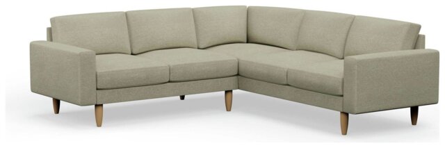 Hutch Plus Fabric Block Arm 5 Seater Corner Sofa - Oat - image 1