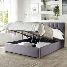 CL Boutique Velvet Double Ottoman Bedframe - Steel - thumbnail 2