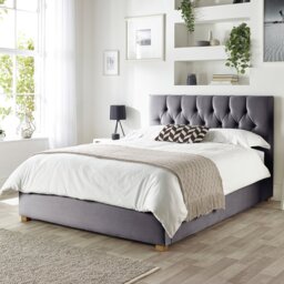 CL Boutique Velvet Double Ottoman Bedframe - Steel - thumbnail 1