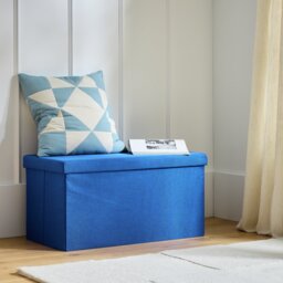 Argos Home Medium Fabric Ottoman - Blue - thumbnail 1