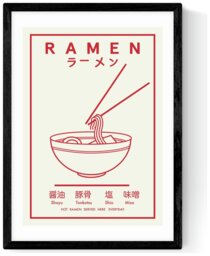 East End Prints Ramen Red & White Black Frame Art Print - A3 - thumbnail 2