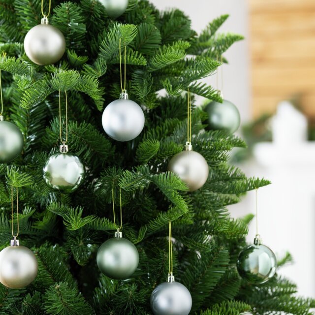 Habitat Pack of 24 Christmas Baubles - Sage And Silver