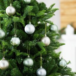 Habitat Pack of 24 Christmas Baubles - Sage And Silver - thumbnail 1
