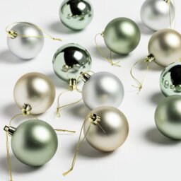 Habitat Pack of 24 Christmas Baubles - Sage And Silver - thumbnail 2