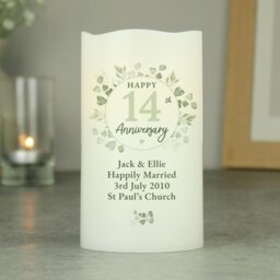 Personalised Message Botanical Anniversary LED Candle - thumbnail 2