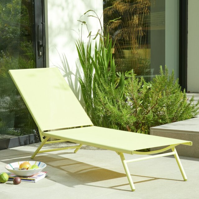 Habitat Cali Metal Sun Lounger -Yellow - image 1