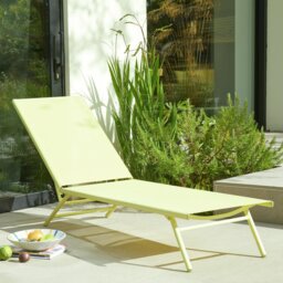 Habitat Cali Metal Sun Lounger -Yellow - thumbnail 1