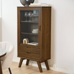 Furniture To Go A-Line 1 Door 2 Drawer Display Cabinet - Walnut - thumbnail 1