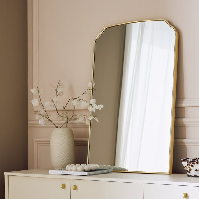 Argos Home Gold Effect Aluminium Arch Wall Mirror - 90x60cm - image 1