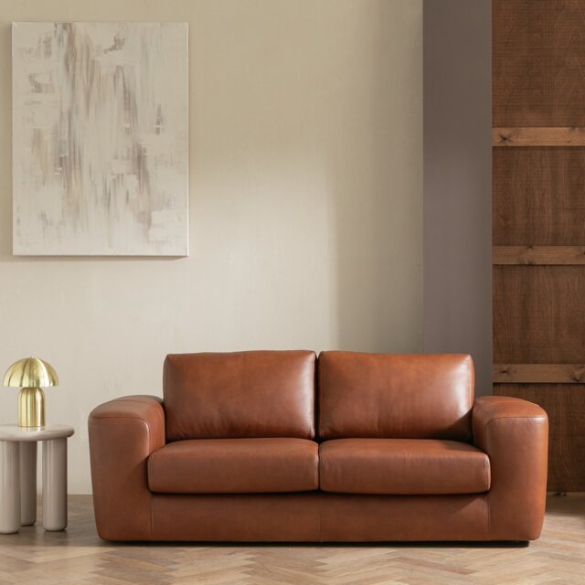 Habitat Harvey Leather 3 Seater Sofa - Brown - image 1