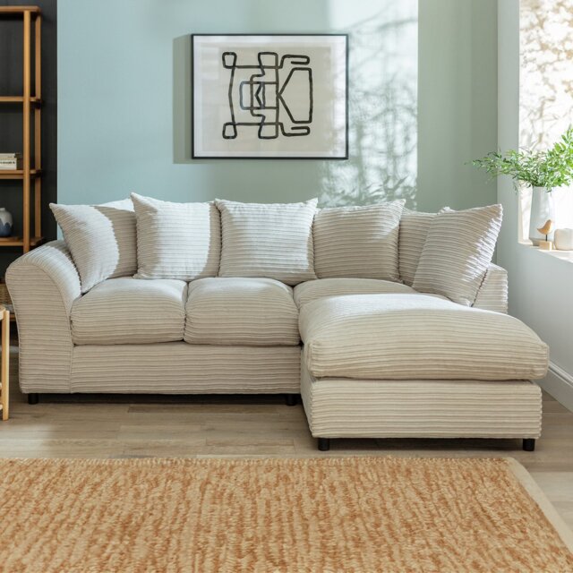 Argos Home Harry Small Right Hand Cord Corner Sofa - Stone - image 1
