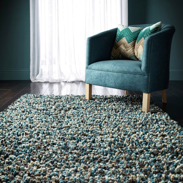 Origins Blue Wool Shaggy Rug - 120x170cm - image 1