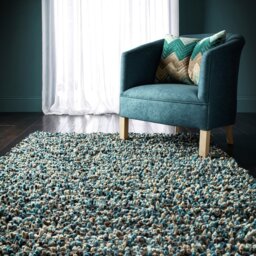 Origins Blue Wool Shaggy Rug - 120x170cm - thumbnail 1