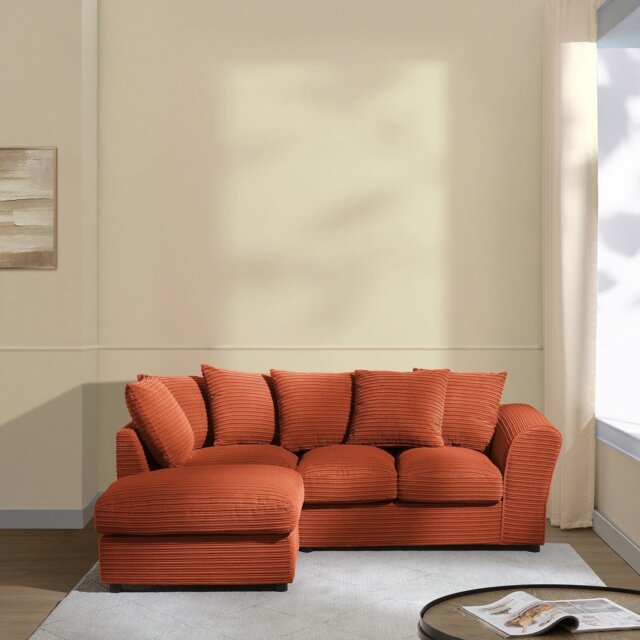 Argos Home Harry Cord Left Hand Corner Chaise Sofa - Rust - image 1