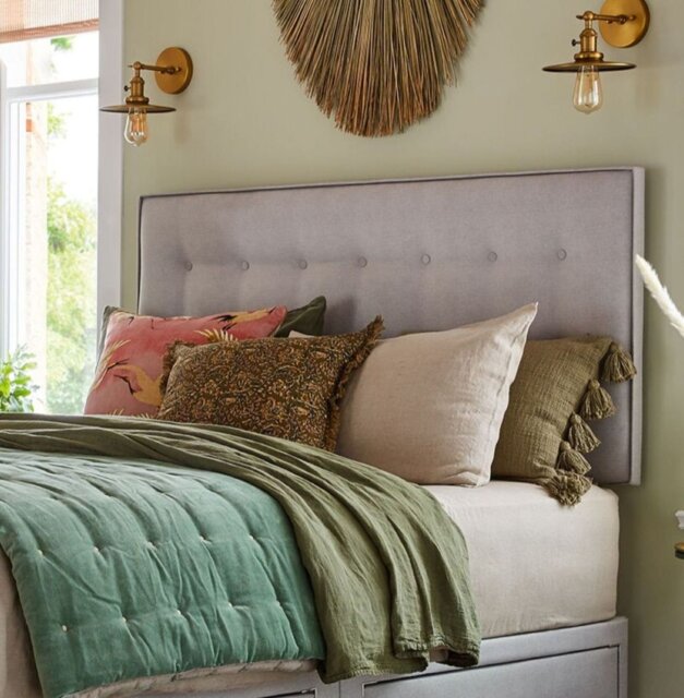 Silentnight Hayez Fabric Double Headboard - Light Grey - image 1