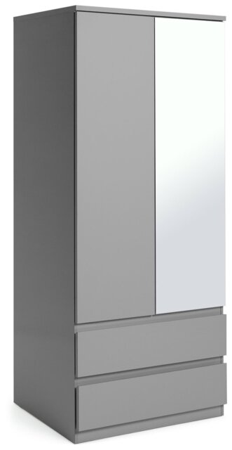 Argos Home Jenson 2 Door 2 Drawer Mirror Wardrobe-Gloss Grey - image 1
