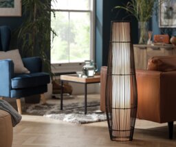 Argos Home Chocolate Rattan Floor Lamp - thumbnail 1