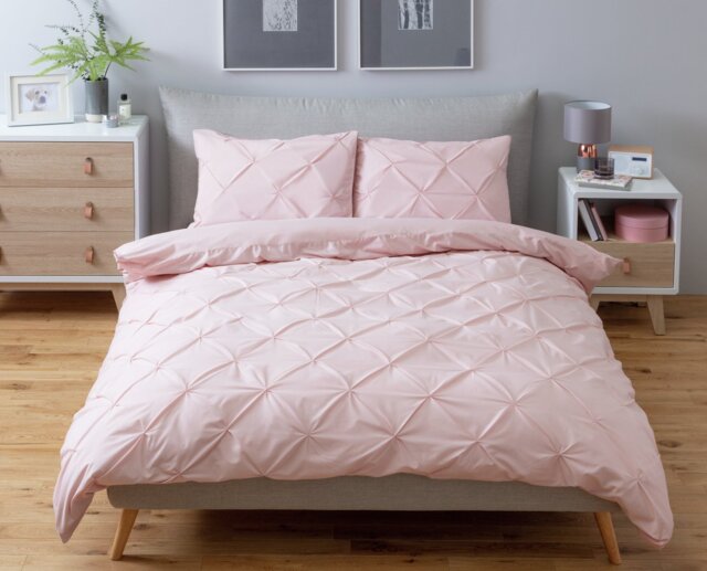 Habitat Hadley Pintuck Blush Pink Bedding Set - Superking