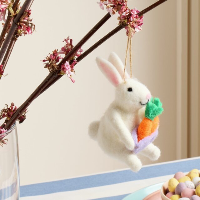 Argos Home Handcrafted Felt Bunny with Carrot Ornament - image 1
