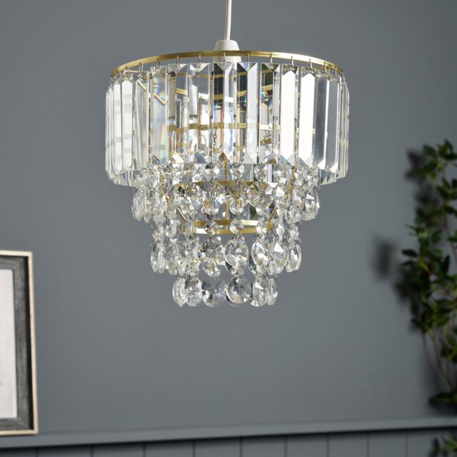 BHS Monroe Glass Easy Fit Pendant Light - Brass - image 1