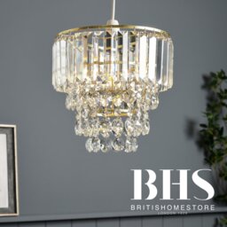 BHS Monroe Glass Easy Fit Pendant Light - Brass - thumbnail 2