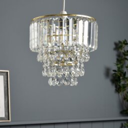 BHS Monroe Glass Easy Fit Pendant Light - Brass - thumbnail 1