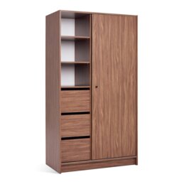 Argos Home Malibu 1 Door 3 Drawer Sliding Wardrobe - Walnut - thumbnail 2