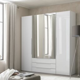 Argos Home Hallingford 4 Door 3 Drawer Wardrobe- White Gloss - thumbnail 1